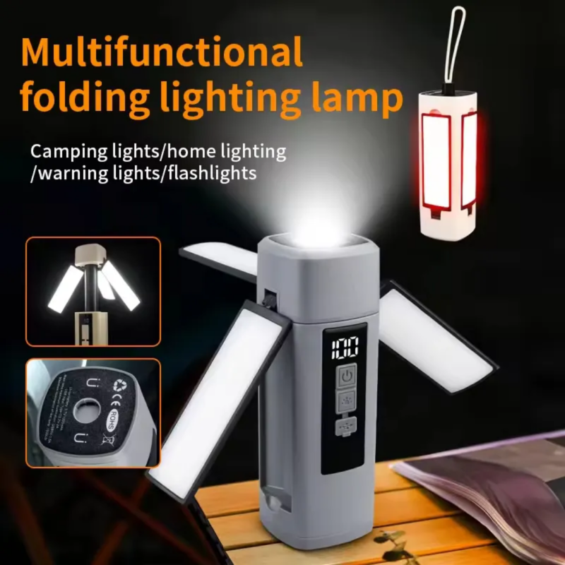 Source Factory Camping Light Three-leaf Flip Portable Flashlight Hanging Lamp Foldable Household Tent Lamp Camping Lamp