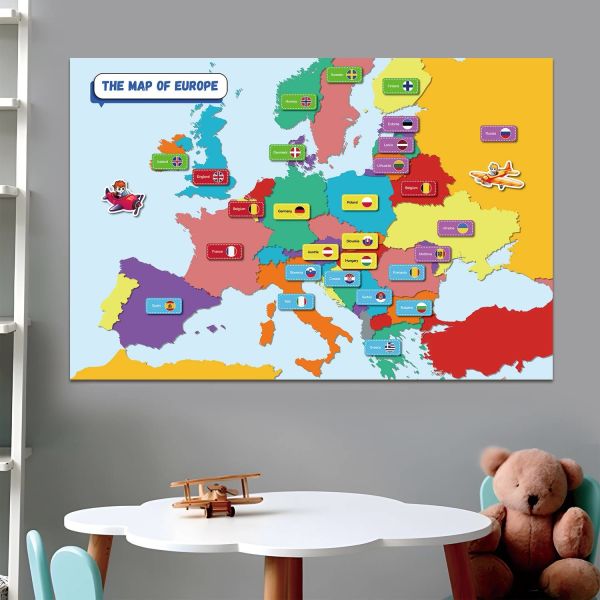 100x36" 75x36" Print Dry Erase Laminated Posters Map Learning