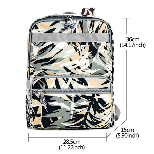 Leaf Printing Soft Fabric Backpacks Lightweight Water Repellent