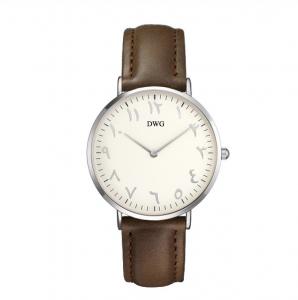 China Swiss Movt Quartz Stainless Steel Watch PVD Coating With Leather Watch Band on sale