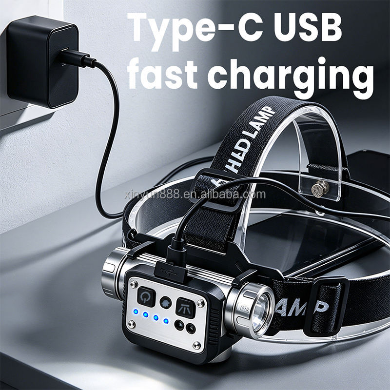 Cross-border Source Rotating Focusing COB LED Memory Dual Light Source Strong Light Sensing Head Lamp Charging Head Lamp