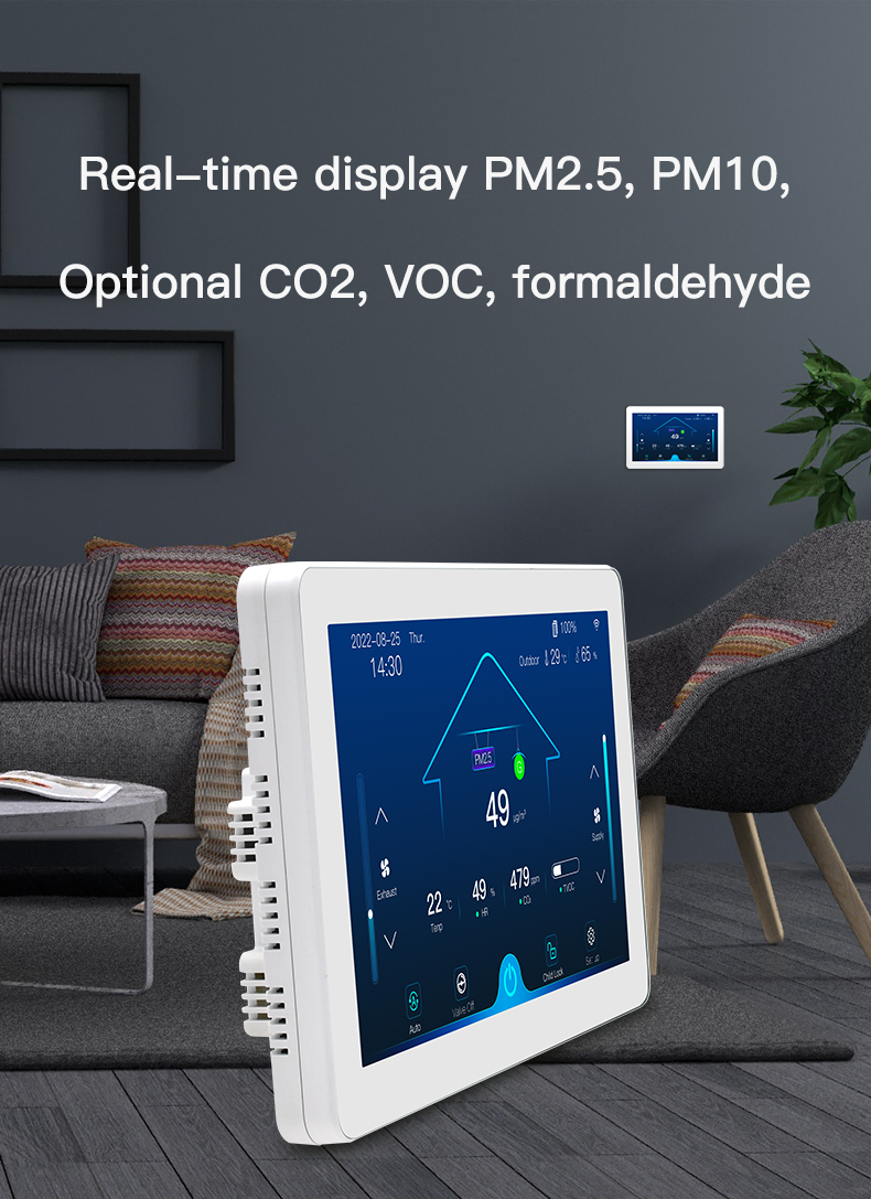 7 Inch Color Touchscreen Ventilation Controller with Automatic Fan Speed Control WiFi Remote Control