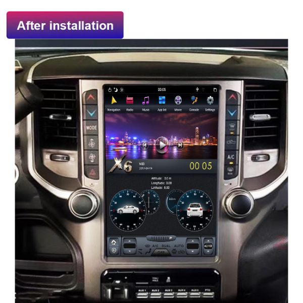 Dogde Ram Single Din Android Car Stereo Head Unit PX6 12.1 Inch