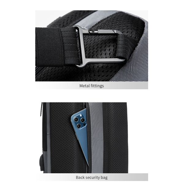 Multi Pockets Polyester Mens Sling Bag With Usb Charging Interface