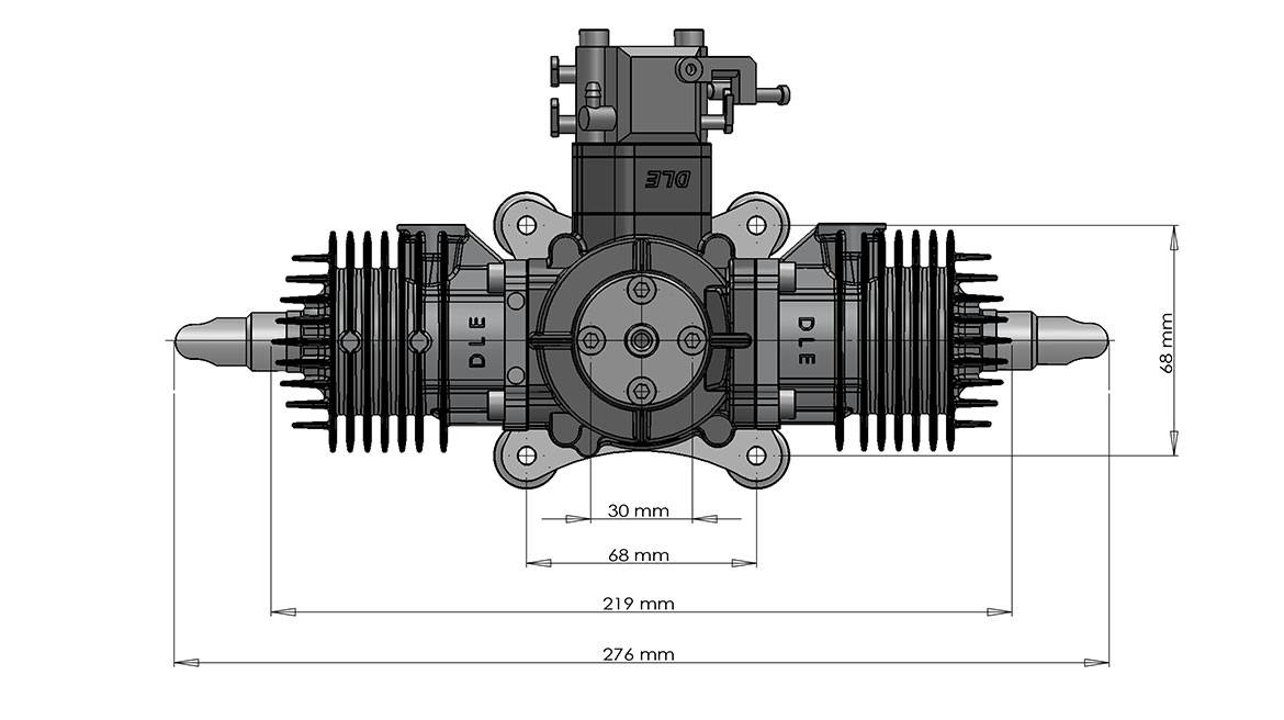Dle 60cc Twin Uav Engine With 14v180w Power Generator System