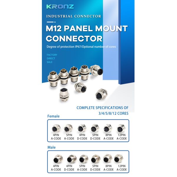 Sensor Connector 12 Pole M12 Receptacle Male 12 Positions Solder Socket Avaition Plug