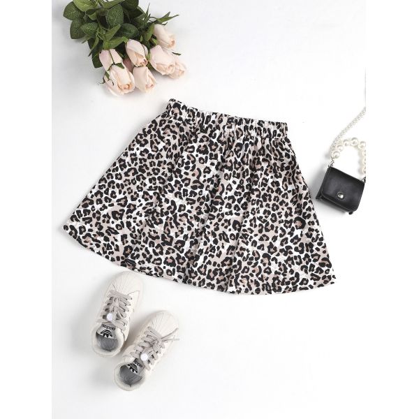 Polyester Short Skirts And Dresses Leopard Pattern Printing for Girls