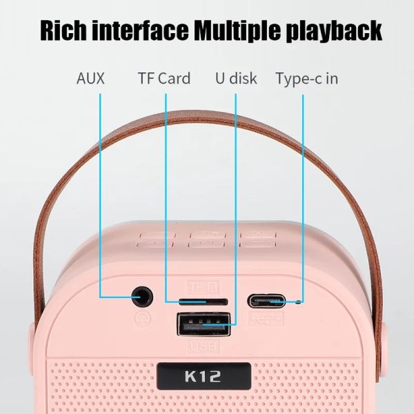 Mini Portable BT Speaker Karaoke Speaker With Wireless Mics Battery Powered RGB LED Lights