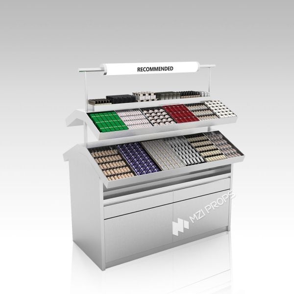 YZoS-U2 Top Lights Skincare Display Cabinet with Wooden Shelves and LED Strips