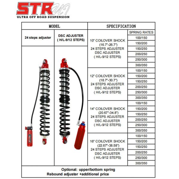 2.5 Double Coilover Shock Absorber 2 Way Adjustable Coil Over Shock Absorbers