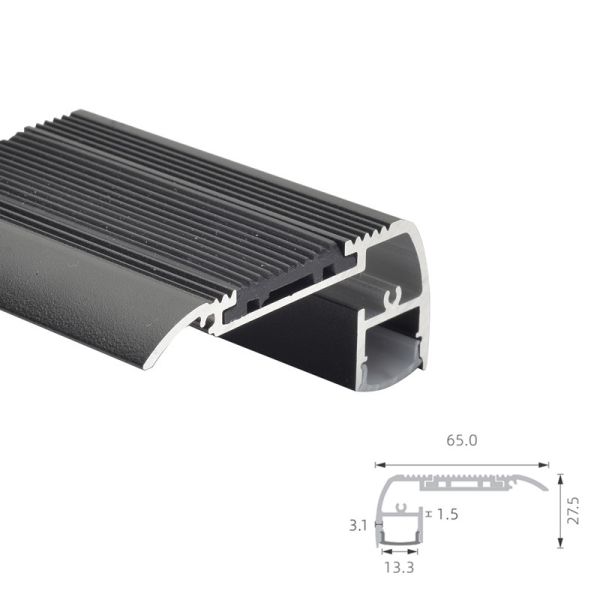 LED Aluminium Extrusion Profiles Strip Lighting Stair Staircase Nosing For Cinema Theatre Step Light