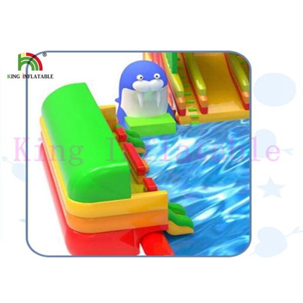 Large Inflatable Water Playground Sea Animal Theme Multi Play Slides with pool