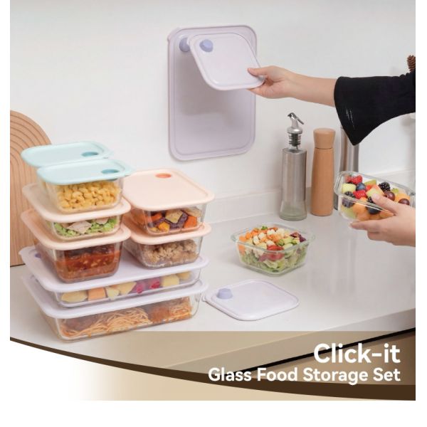 Space-saving minimalist organization borosilicate glass food storage container with FDA for premium home organization brands