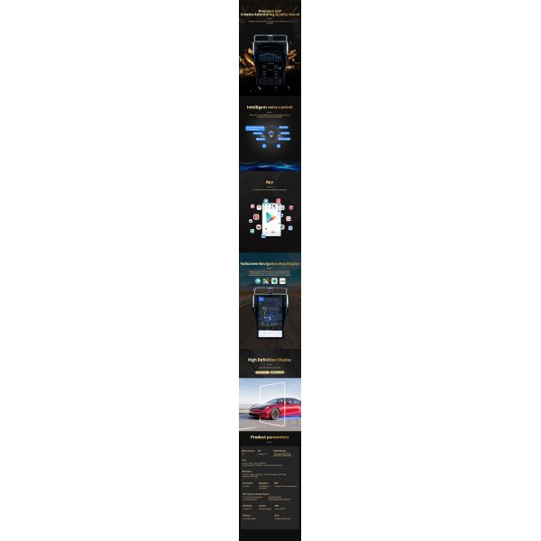 12 Inch Qualcomm Car Android Head Unit Tesla Style Android11 For Toyota Highlander 2009-2013