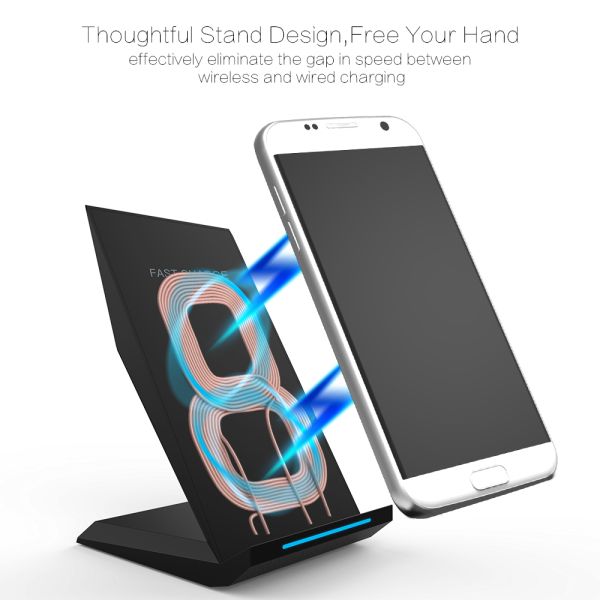 2 Coils Standing Wireless Charger Wood Shell Material 110-210khz Working Frequency