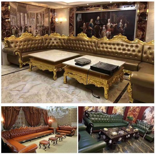 Customized bar Family Audio-visual Room Sofa Table Combination Against the Wall U-shaped L-shaped Luxury Club Sofa Set Furniture