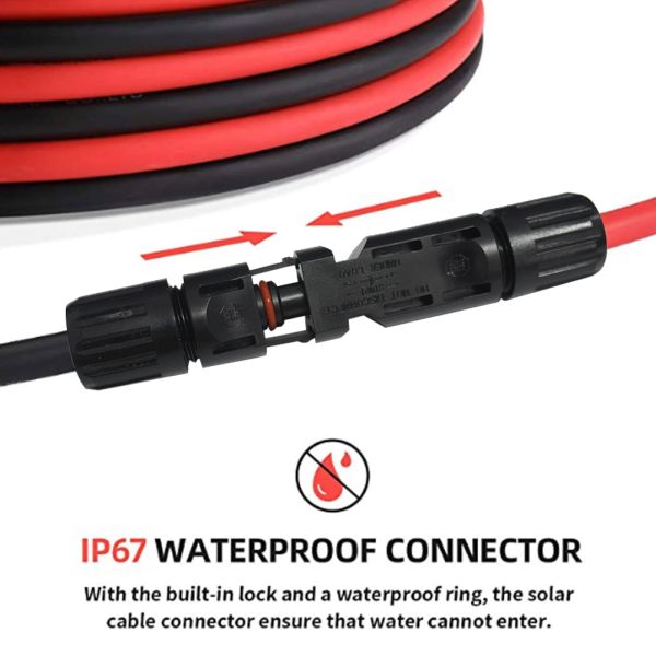 30 Feet 6mm2 10awg Solar Panel Extension Cable With Female And Male Connector Adaptor