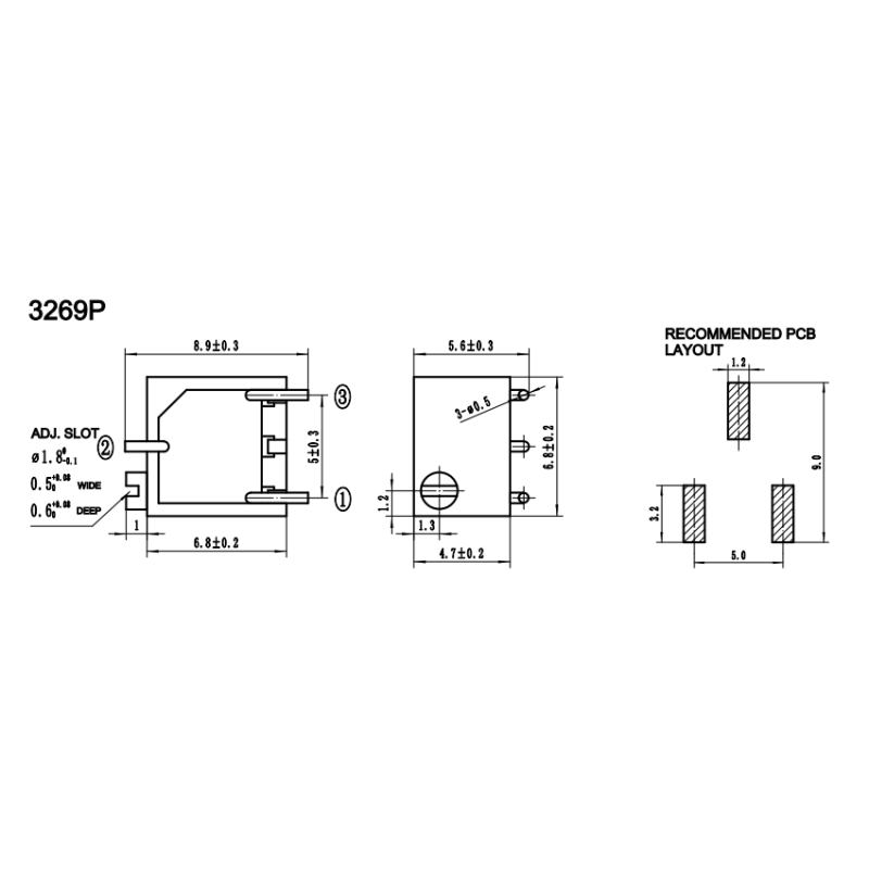 3269 Series 0.25w 10k 20k 50k Ohms trimpot cermet Trimmer Potentiometer