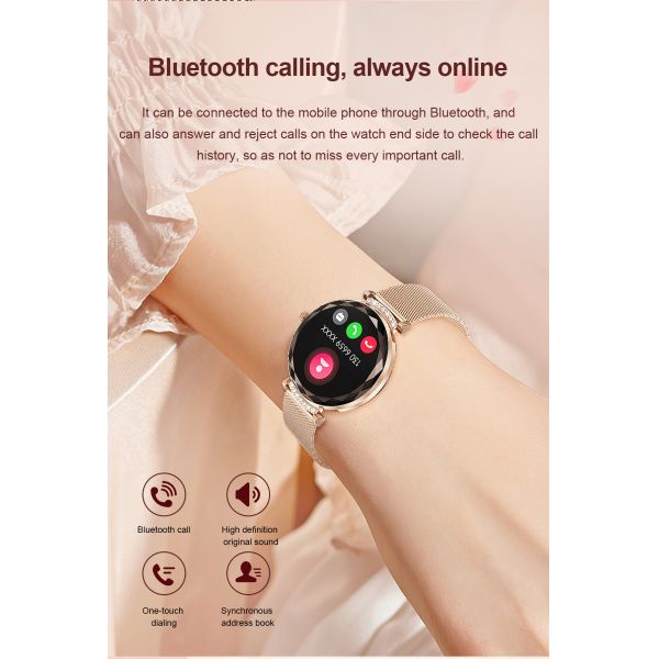 1.19" Women Amoled Display Smartwatch Bluetooth Calling For Android IOS Phones