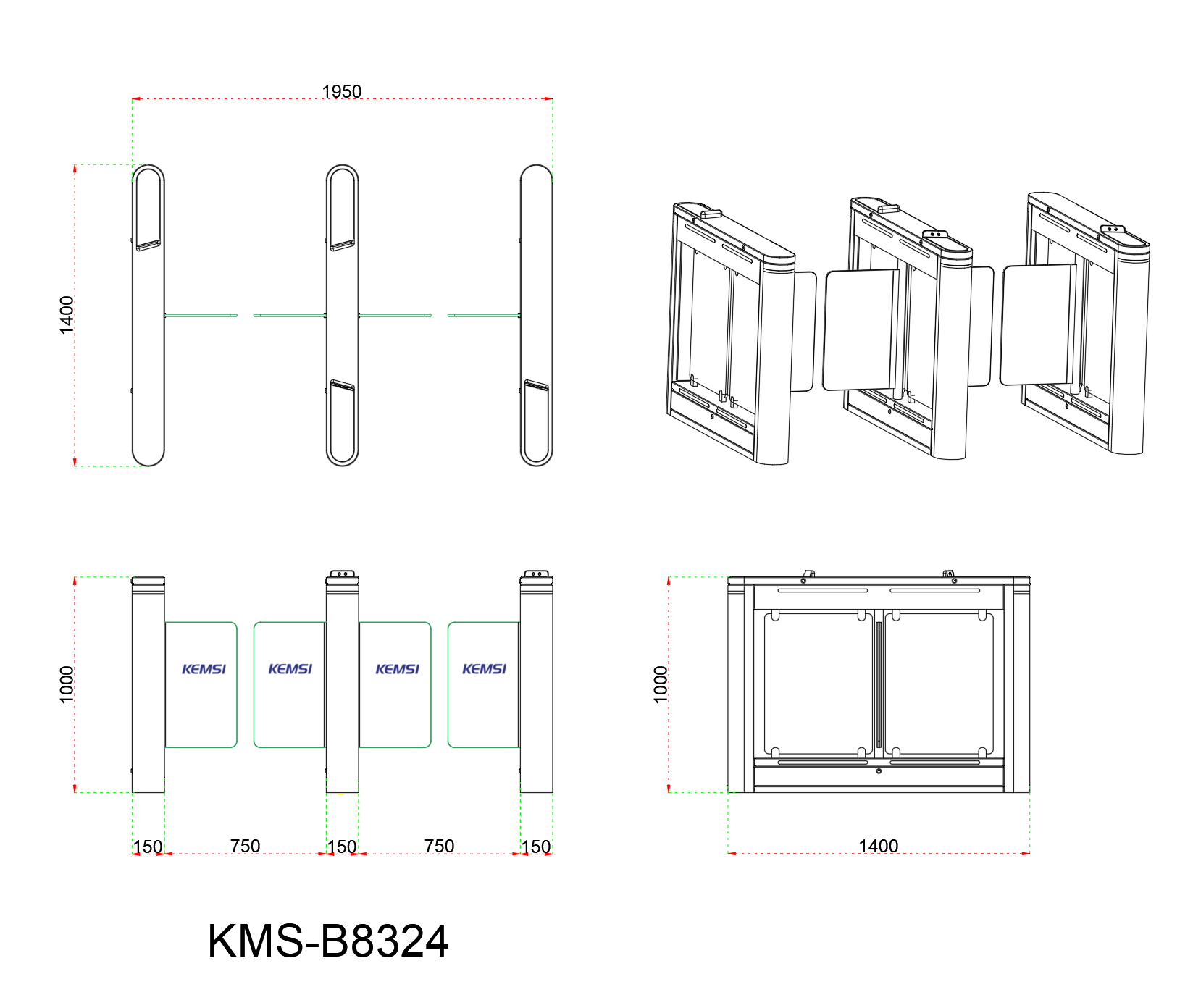 Biometric Swing Barrier Gate With Anti-tailgating For Stadiums