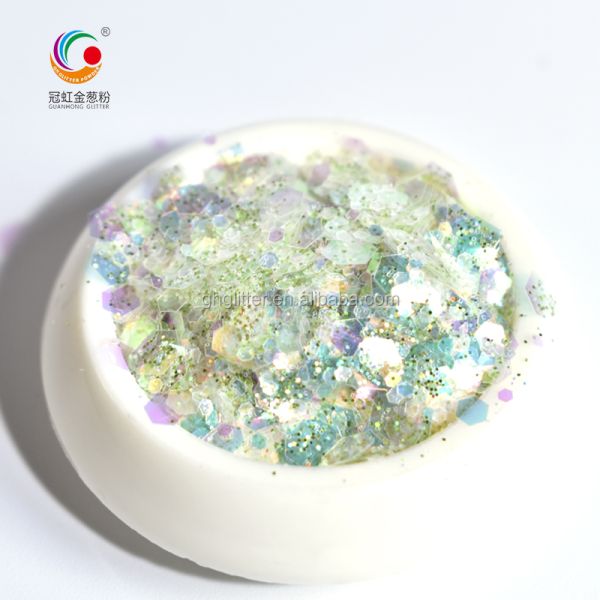 Hexagonal Polyester Chunky Glitter Mix Powder By The Pound Japanese Style Sequin For Body Face