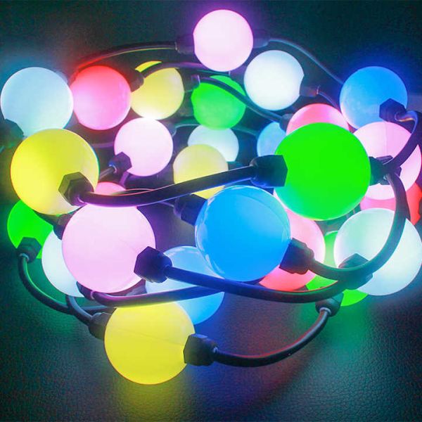 360 degree 35mm 50mm 3D DMX/SPI RGB light string LED pixel ball for Christmas Lighting