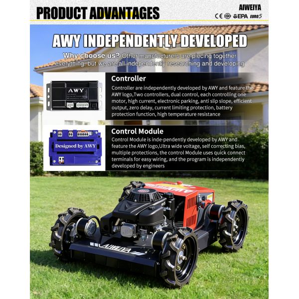 Industrial 4-Stroke Remote-Controlled Lawn Mower, Home & Agricultural Gasoline Weeder, Suitable for Land Reclamation Lawn Mower