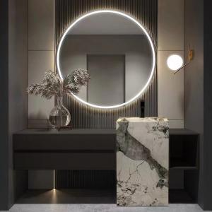China Solid Wood Bathroom Vanity Cabinet Set One Piece Sintered Slate Stone Slab ODM on sale