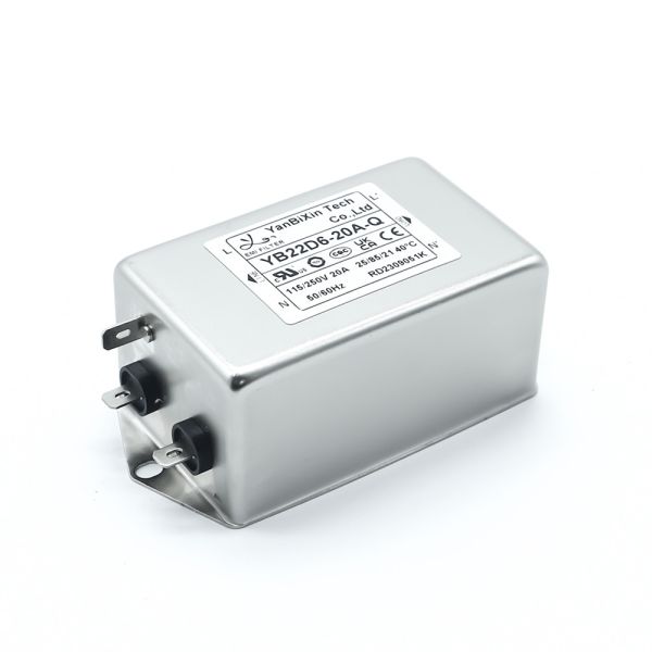 YB22D6 20amp 220V Single Phase Filter Fast On Terminal EMI Filter For Laser Equipment