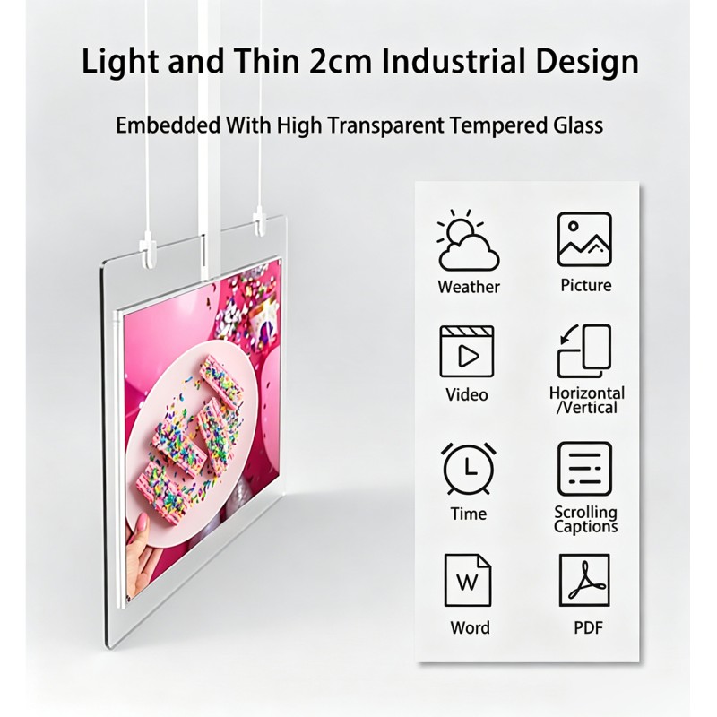 43 55 Inch Double Sided Hanging Digital Signage Ultra Thin Retail Store Window Advertising Display Ceiling Mount Monitor