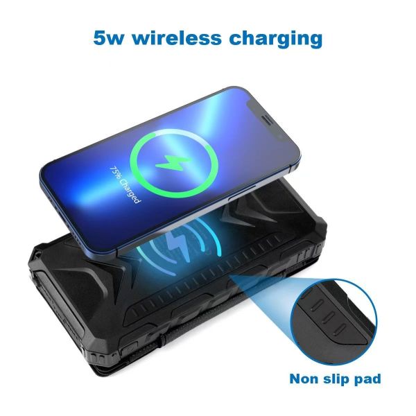 Outdoor Emergency Portable Usb Cell Phone Mobile Waterproof High Capacity 20000mah Waterproof Dual Usb Solar Phone Power Bank