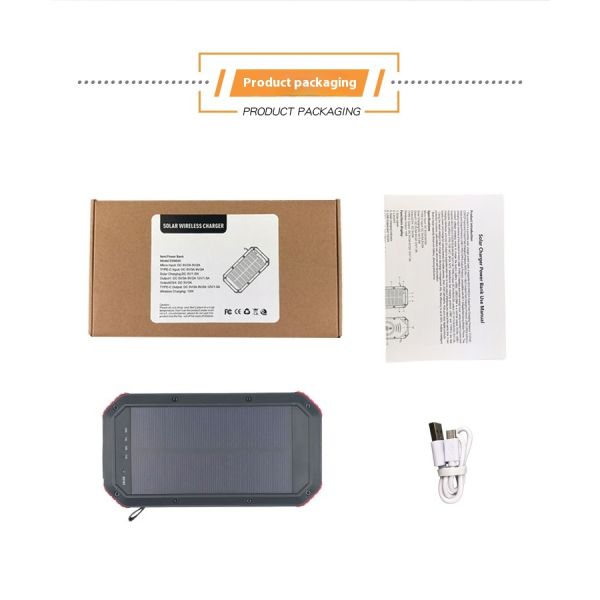 Brightness Solar Cordless Power Bank 30000mAh LED Light Wireless Charging Emergency Rescue