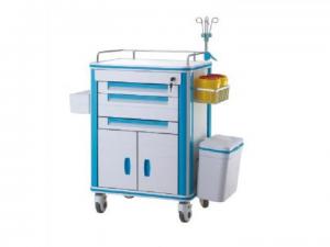 China Hospital ABS Medical Emergency Trolley Medical Trolley Equipment With I.V Pole on sale