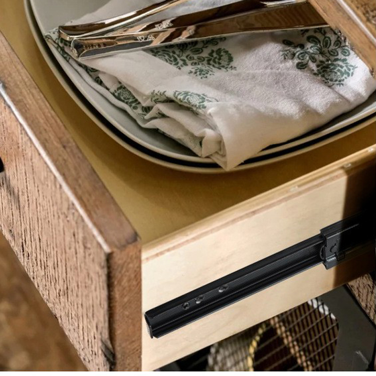 Silent Ball Drawer Rail Cabinet Buffer Hardware Accessory Black Thick Three-section Kitchen Living Room Furniture Hinges
