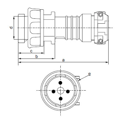 4 Poles 250 Amps IP 67 Waterproof High Current Special Plugs and Sockets PA Body China Origin part no. 4021