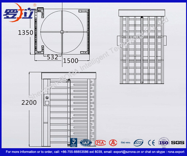 Deluxe Automatic Full Height Turnstile Pedestrian System Parking Facilities Rotating Gate With 304# Stainless Steel