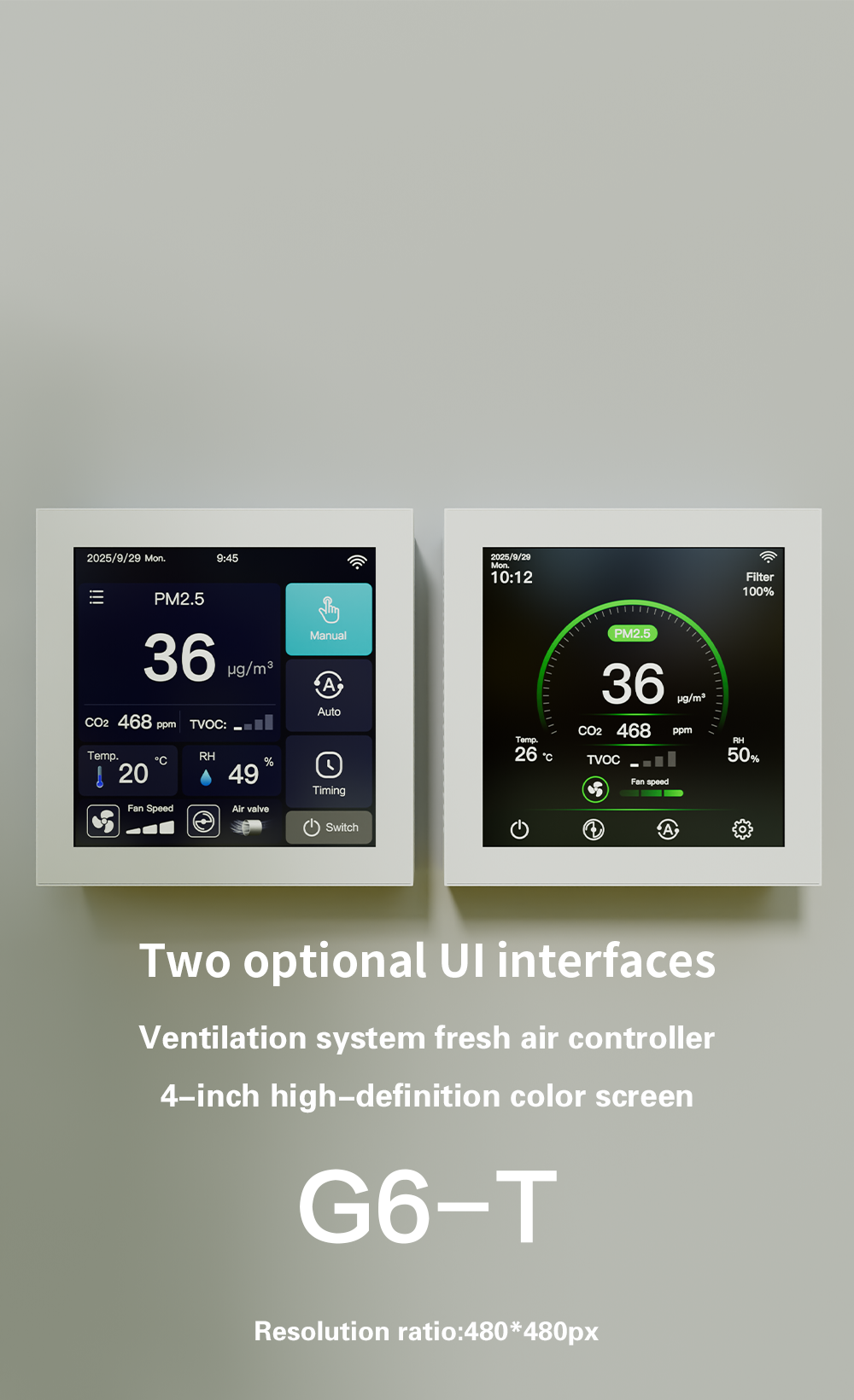4 Inch Smart Ventilation Controller with WiFi Connectivity ModBus RTU Interface for Real Time Fresh Air System Management