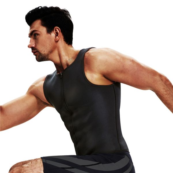 HEXIN Neoprene Waist Trainer Shaper Knitted Workout Gym Zipper Tank Top Sauna Vest for Men