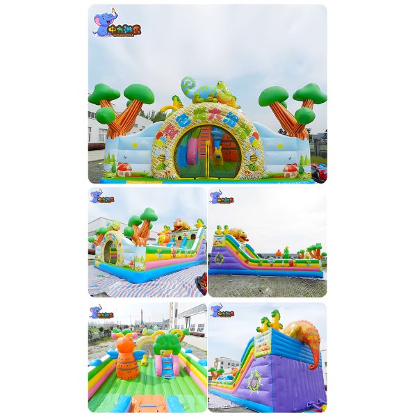 Commercial Bouncy Forest Chameleon Jumping Castles Inflatable Thickened Buffer