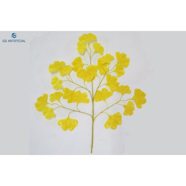 Yellow Ginkgo Artificial Plant Leaves Moisture Proof OEM / ODM Service