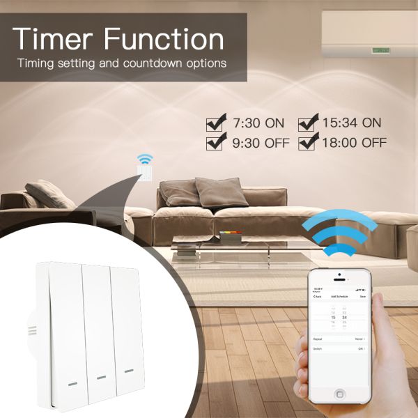 Smart Switch Push Button Interruptor Wifi RF433 EU UK Standard 10A 100V-240V,50Hz/60Hz