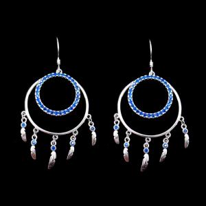 Buy cheap American Indian Style Blue Zircon  Hanging Silver Drop Earrings For Wedding product