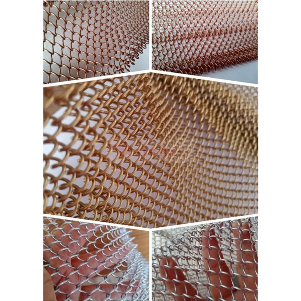 Aluminium Chain Link Metal Mesh Curtain Copper Color For Hotel Decoration