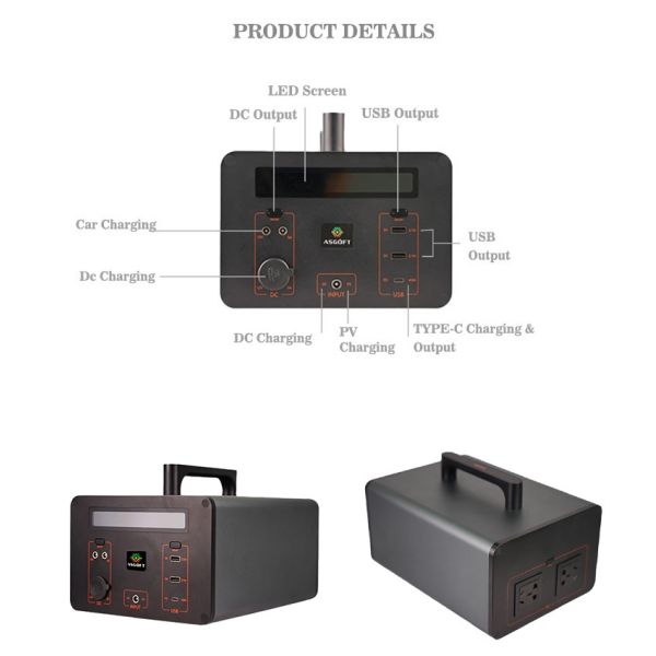 Emergency Solar 700W 600w Portable Power Station Docking Charging For Camping