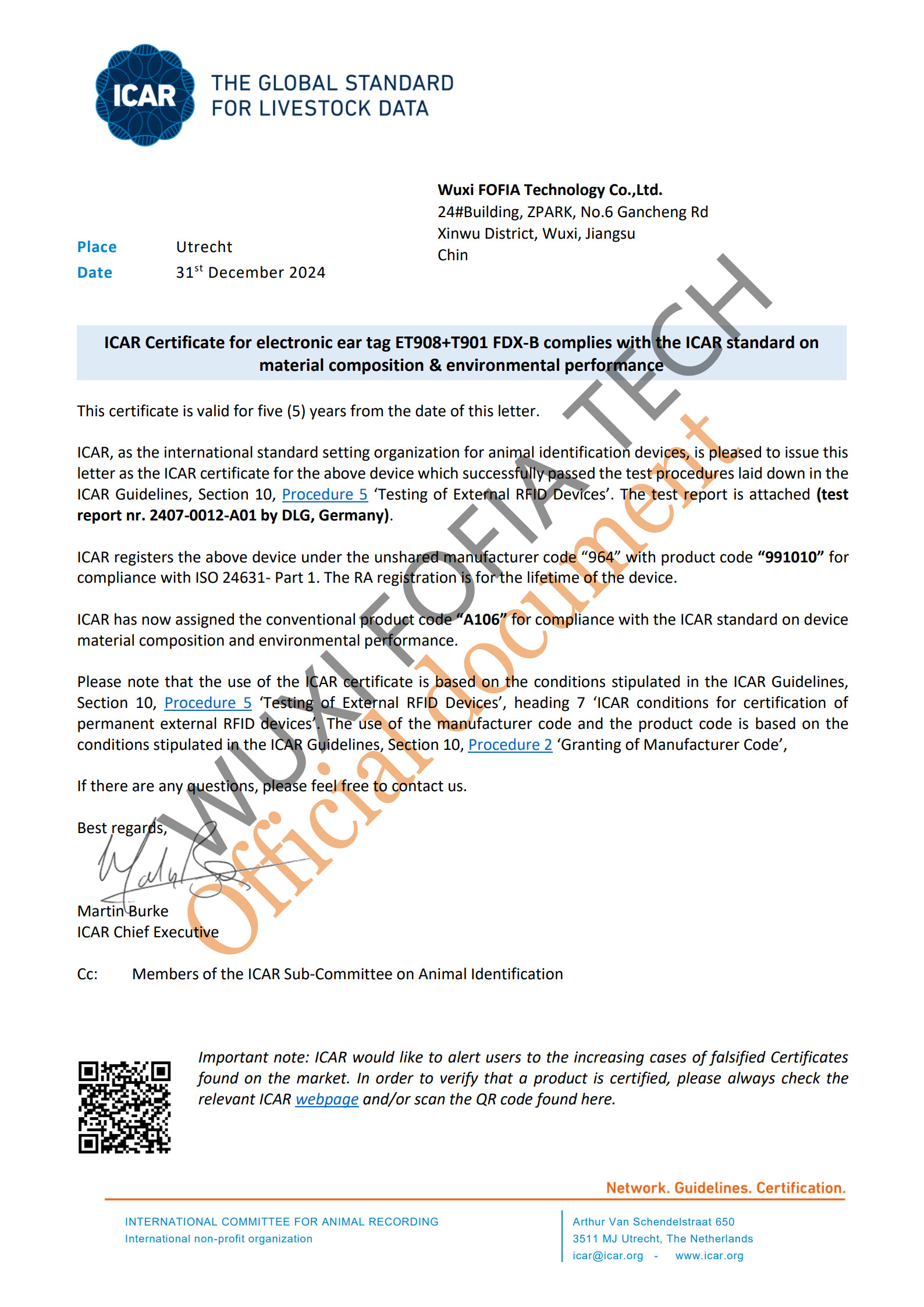 FOFIA Waterproof Long Range 134.2kHz RFID Ear Tag Reader ISO11784/5 Protocol 30-100cm Reading Distance PVC