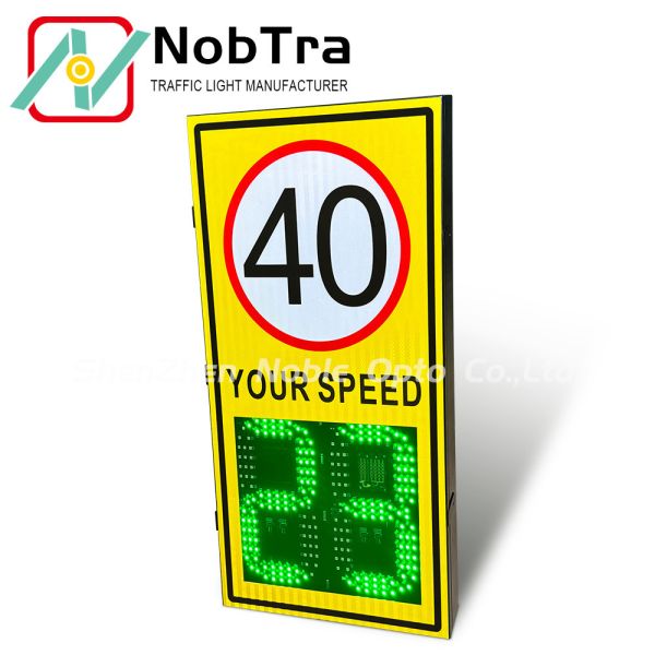 40C To 70C 2 digits Solar Powered Radar Speed Feedback Sign Featuring Solar 12V Or AC 220V Power Source For Road Safety