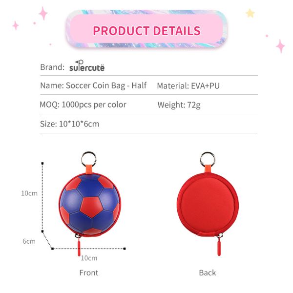 Factory Manufacturing Unique Custom Soccer 3D Coin Purses Hard-Shell Coin Purse