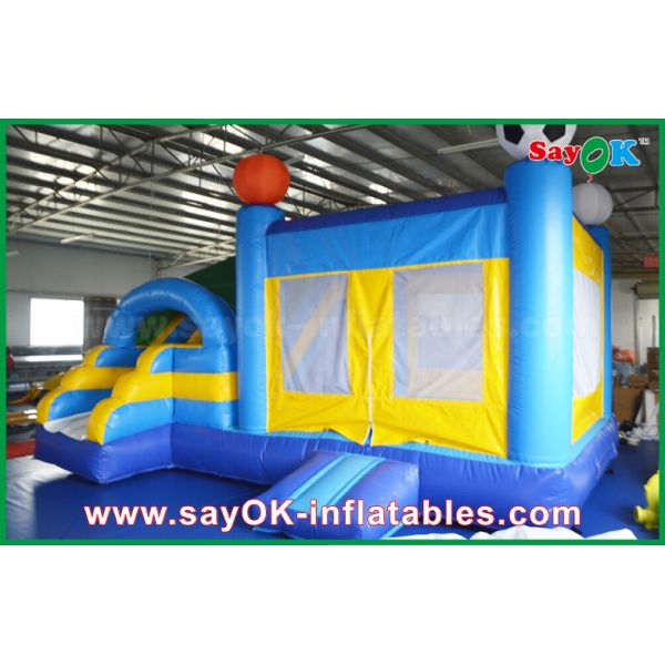 Small 4x3m Inflatable PVC Bounce Castle Slider With Football Decoratiionn