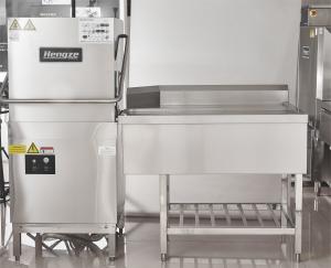 Buy cheap Silver Rack Conveyor Dishwasher Freestanding 5KW Hood Type Dishwashing Machine product