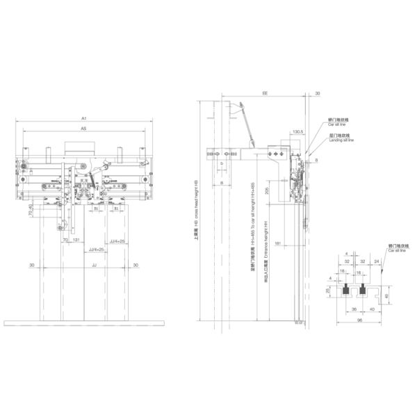 Elevator 4 Panels Center Opening Door Operator Using PM Motor